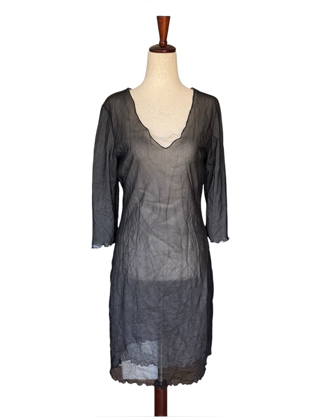 90s Y2k GUESS Collection Black White Layered Sheer Dress NWT Large